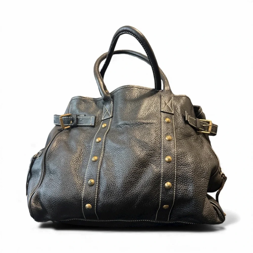 J. Crew Collection Brown Leather Shoulder Bag with Gold/Brass Accents - Picture 1 of 8